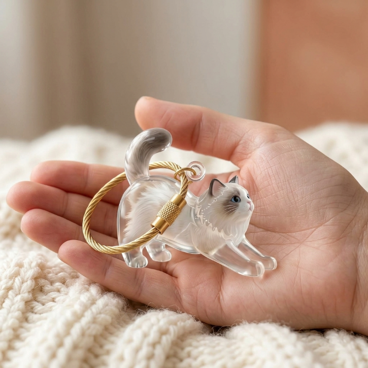 Cat keepsake charm held in a hand